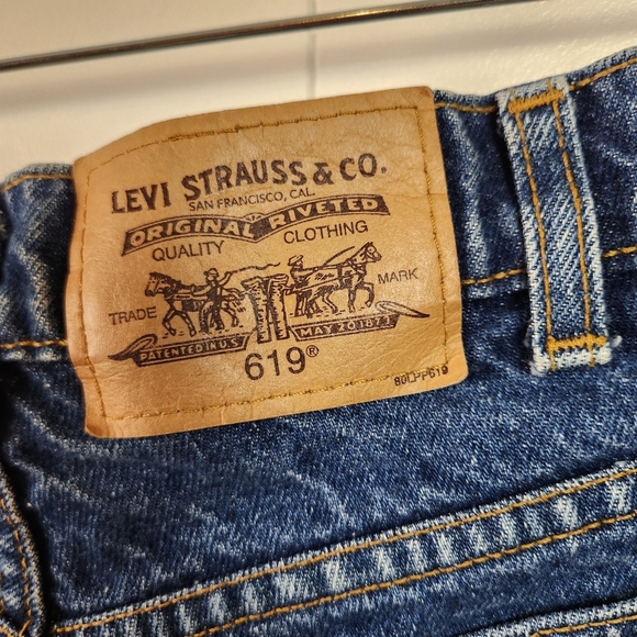 Vintage Levis 619 Jean Shorts Jorts Cutoffs Frayed Dark Festival Orange Tab 31 - Picture 7 of 9